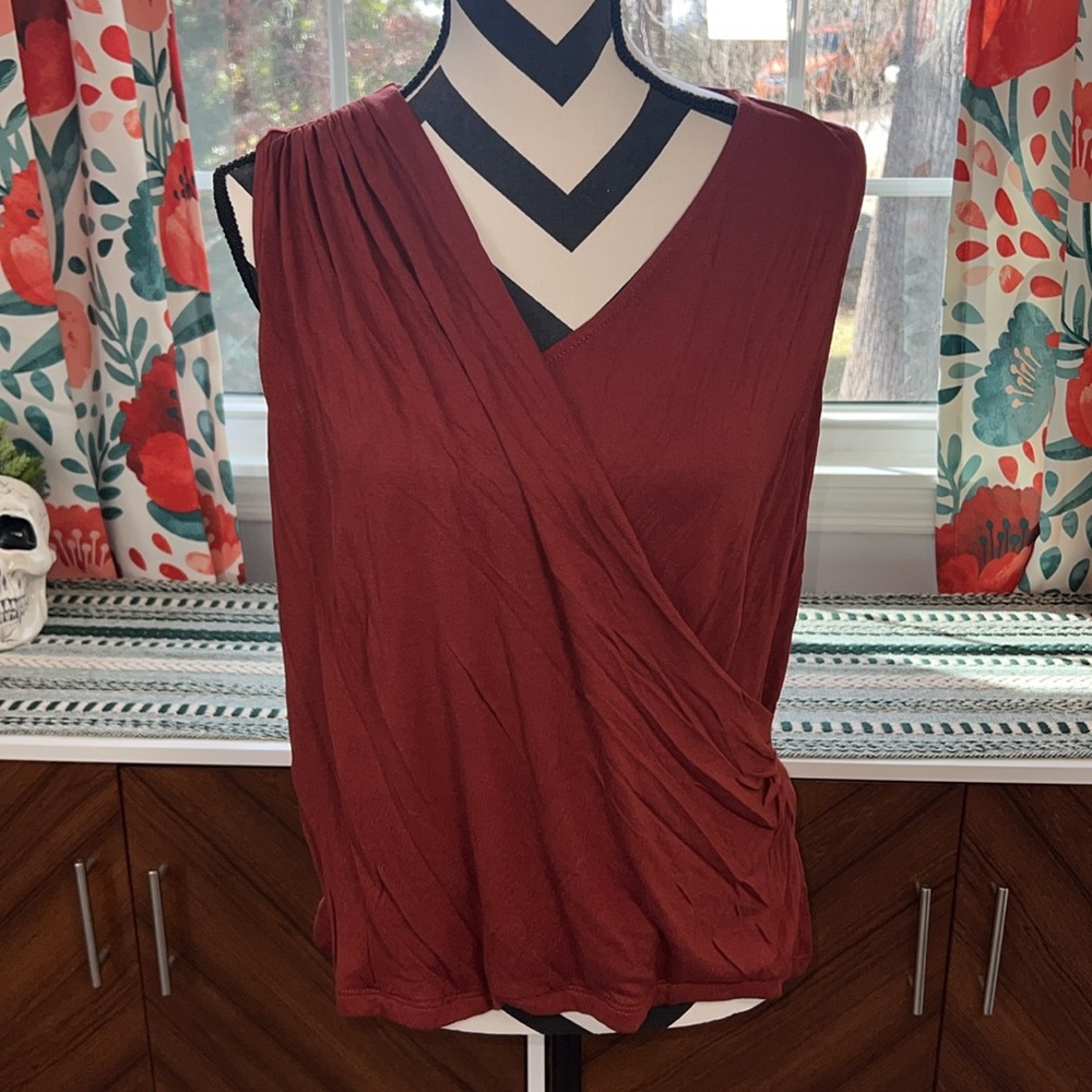 Banana Republic Asymmetrical Rayon Top in Dark Spiced Rum - Picture 1 of 11